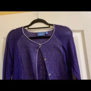 ***Simply Vera Wang purple and white cardigan size L